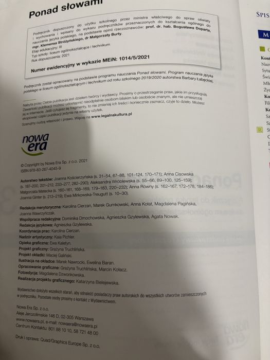 Podręcznik do języka polskiego- Ponad Słowami 3, część 1