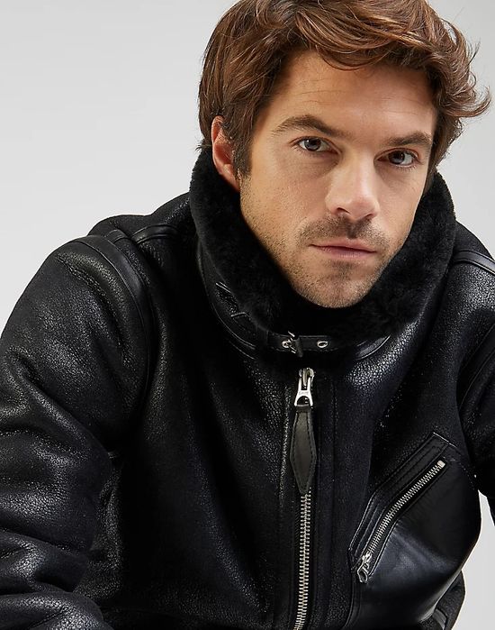 Schott×Lee LEE X SCHOTT kurtka kożuch skórzany LC B3 JACKET IN BLACK