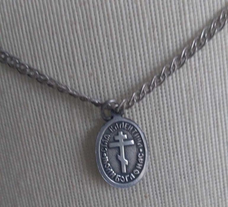 Серебряные цепочка с ладанкой Мученица Валентина вес 9,3гр.проба 925