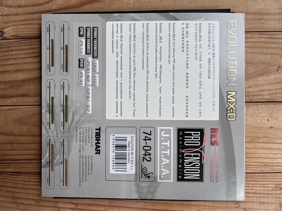 Używane okładziny Tibhar Evolution MX-D