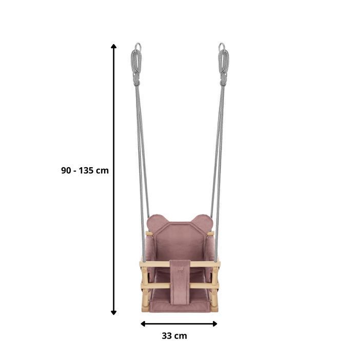Huśtawka Welurowa Miś - Pudrowy Róż