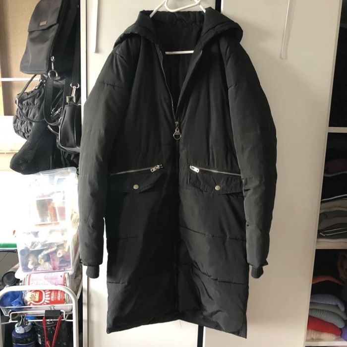 Kurtka zimowy płaszcz long bomber jacket ocieplany z kapturem