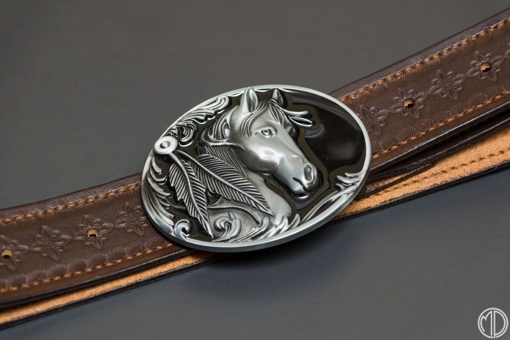 Pasek i bransoleta ze skóry bydlęcej - ręcznie robione - XXL