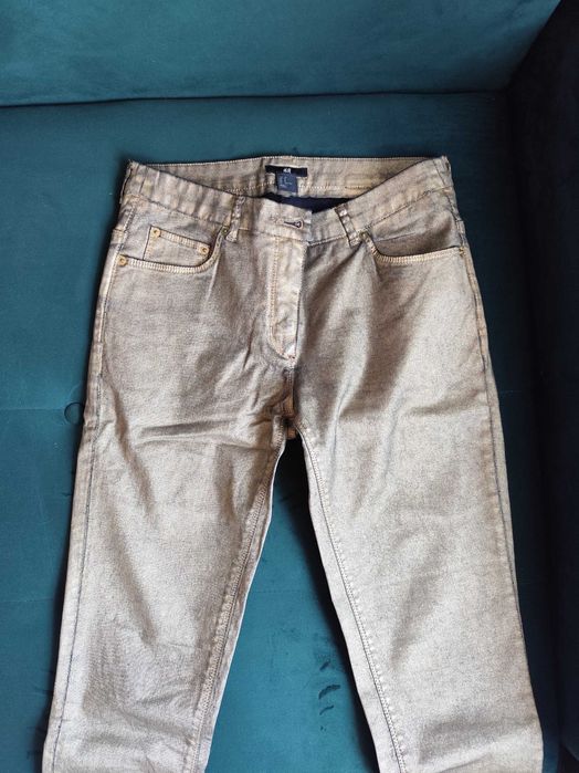 Złote spodnie rurki H&M 38 M