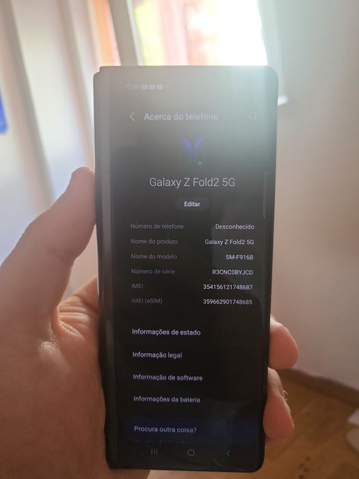 Vendo Samsung Galaxy Z Fold2 5G, modelo SM-F916B.