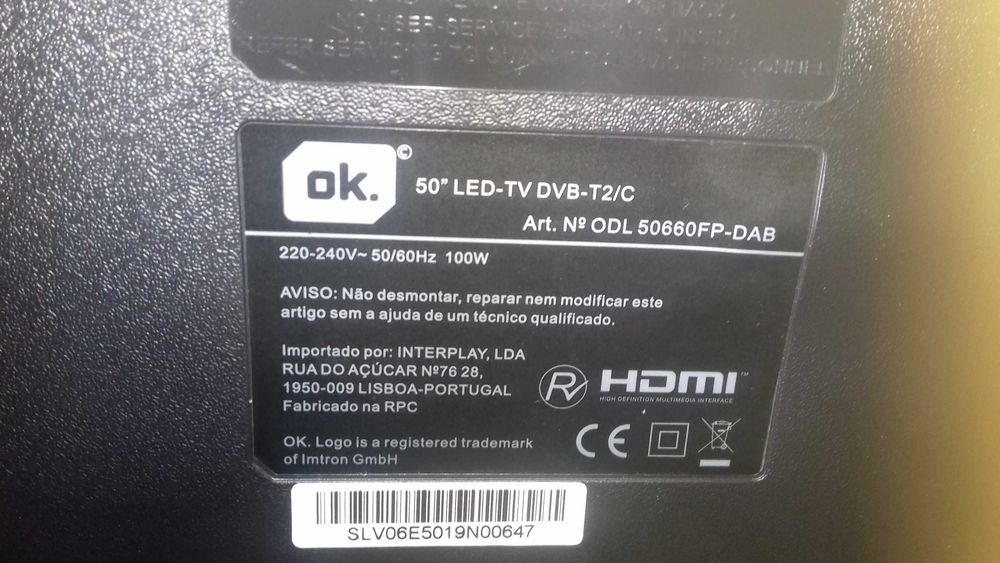 vendo tv marca OK smart tv 50 polegadas a trabalhar para peças.