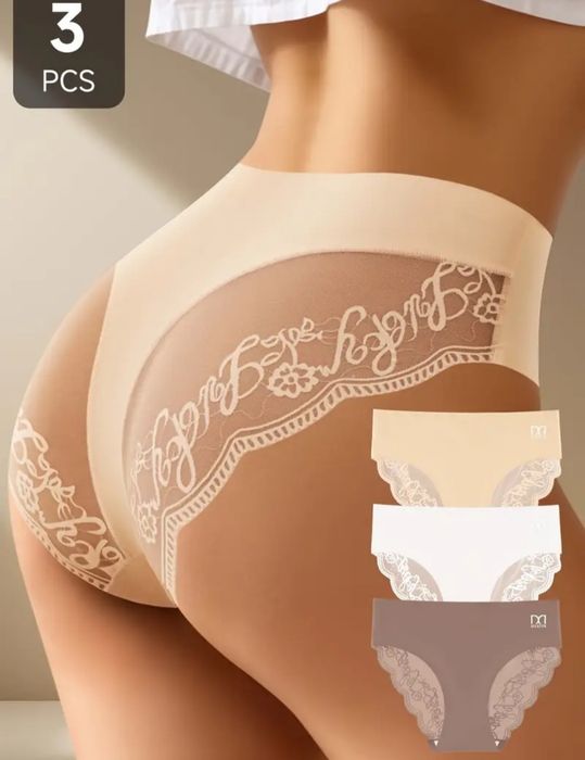 Жіночі трусики 3 пари XXL з мереживом