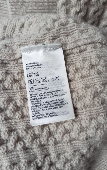Kamizelka wełniana kaszmirowa bezrękawnik sweter H&M beżowa kaszmir