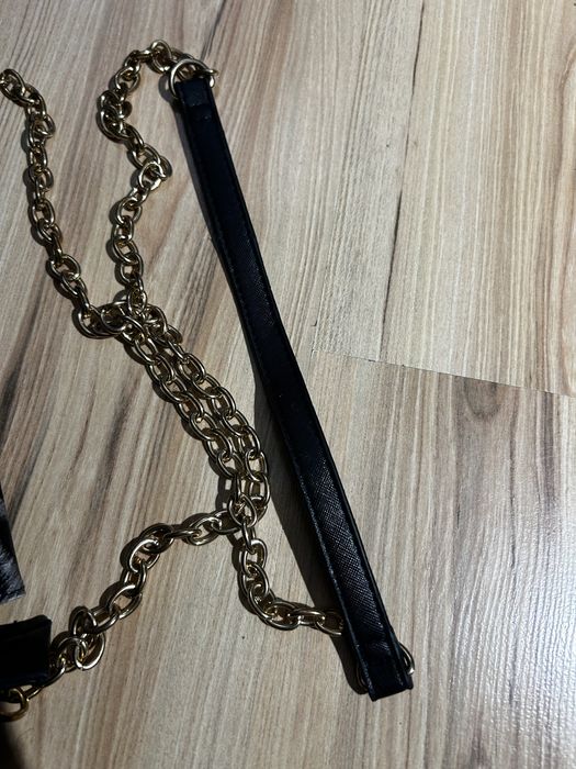 Torebka na ramię łańcuszek czarna panterka stylowa