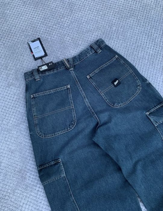 Pull & Bear Skater Fit Cargo Pants Blue плотні карго штани скейтерські