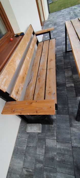 Meble ogrodowe SOLIDNE MOCNE Dąb+ocynkowana stal 200 CM SZER. 4 CM GR