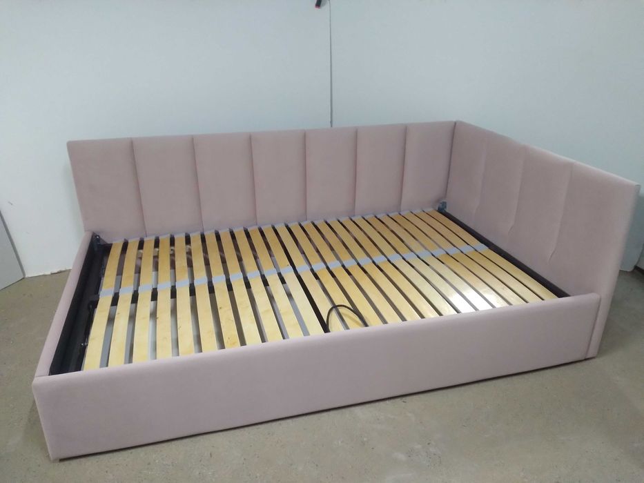 PROMOCJA Łóżko Tapicerowane MłodzieżoweNarożne StelażMetalowyPojemnik