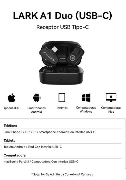 Microfone de lapela hollyland para telemóveis