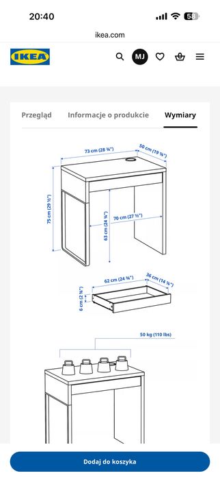 Ikea biurko micke