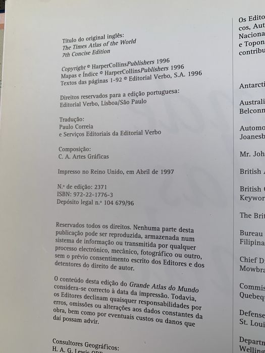 Livro Grande Atlas do Mundo - editora Verbo