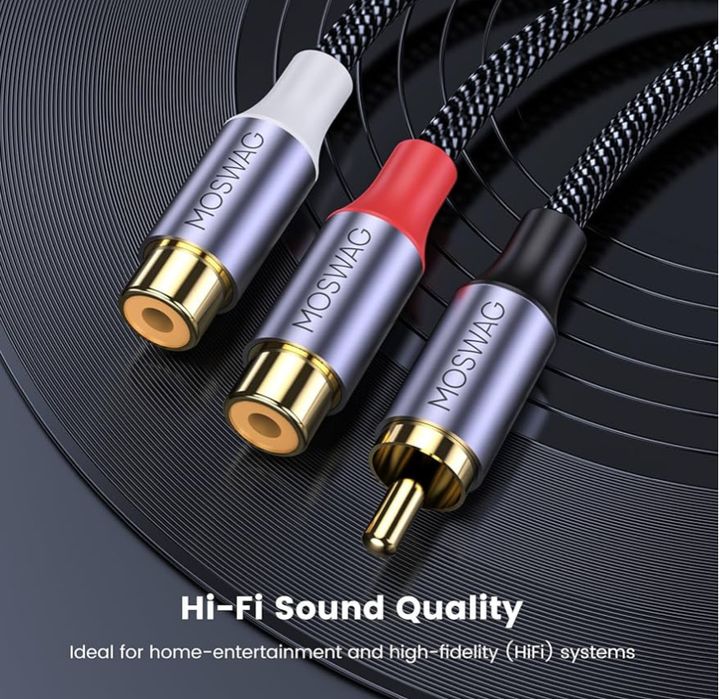 MOSWAG Adapter / trójnik, wtyk RCA - 2x gniazdo RCA