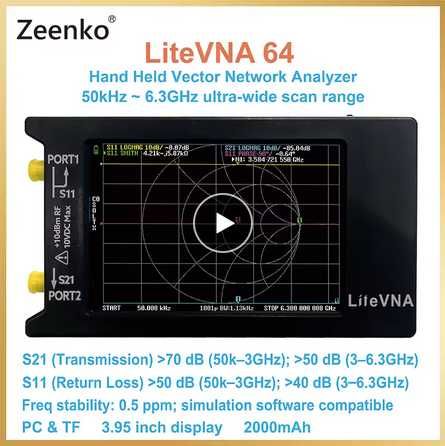 Векторний аналізатор VNA NanoVNA 64 HW: 64-0.3.3 Model ZN-406