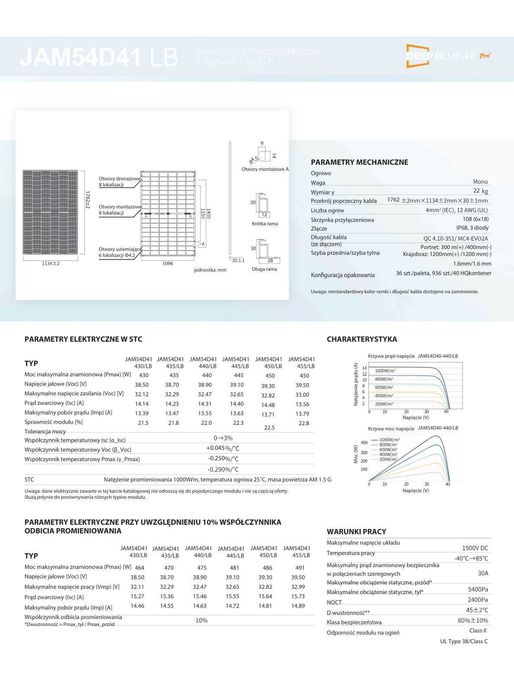 Panele Fotowoltaiczne 445W Ja Solar JAM54D41-445/LB_FB | Fotowoltaika