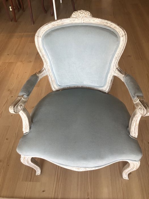 Bergeres/cadeirões de braços de veludo azul