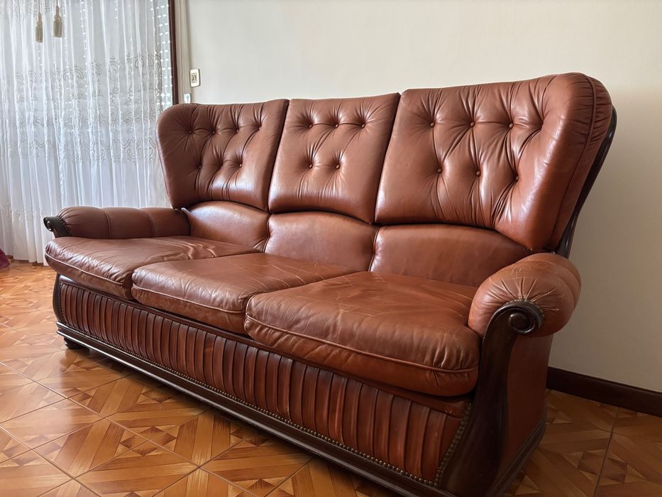 Conjunto 3 Sofás de Couro/Pele