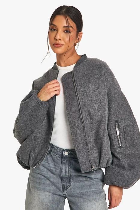 Сірий бомбер куртка Zara
