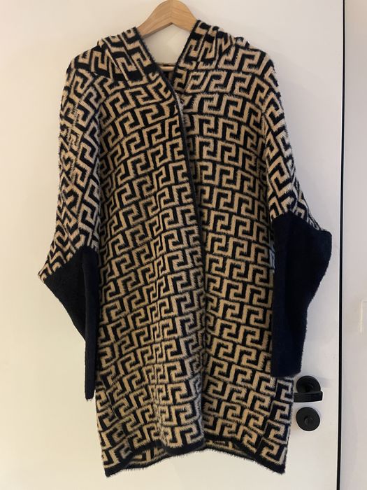 COCOMORE Płaszcz Alpaka Kaptur Czarny+Camel Labirynt