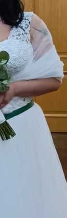 Suknia ślubna / zielony pas