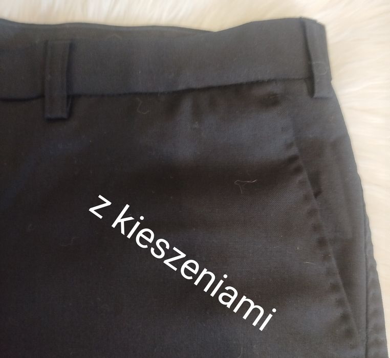 Spodnie męskie garniturowe czarne 100% wełna  W40 L30