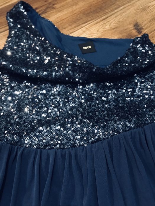 Asos sukienka S granatowa cekiny