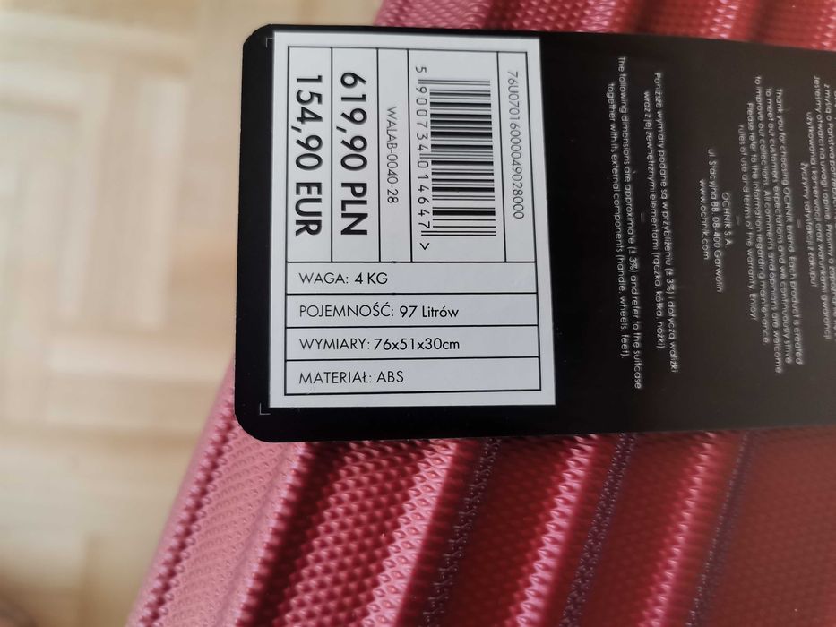 Walizka duża Ochnik. Nowa.