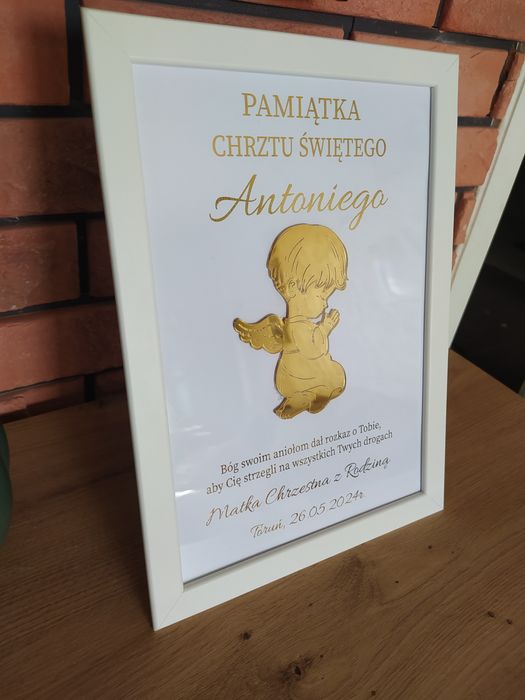 Pamiątka chrztu świętego, prezent, ramka