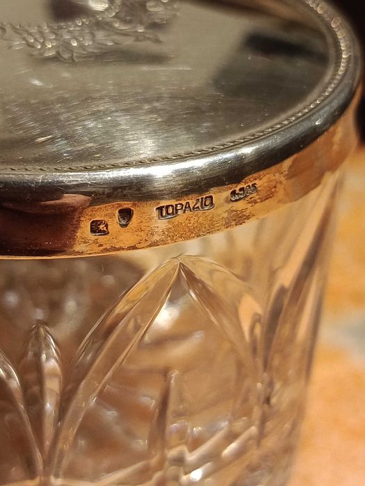 Caixa Cristal Atlantis e Prata Contrastada  925 Topázio 9,5 cm 81 gr