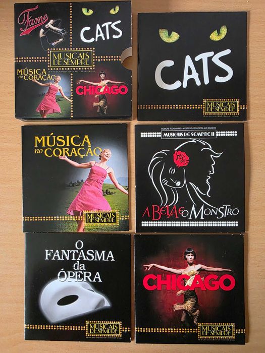 5 CDs com musicais famosos da coleção "Musicais de Sempre"