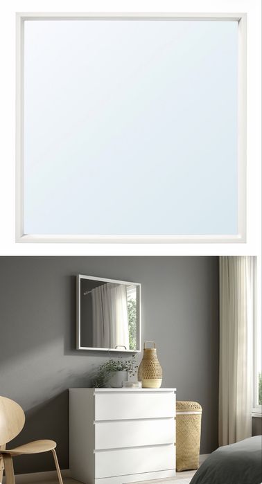 Espelho, branco, Ikea, 65x65 cm · Como novo