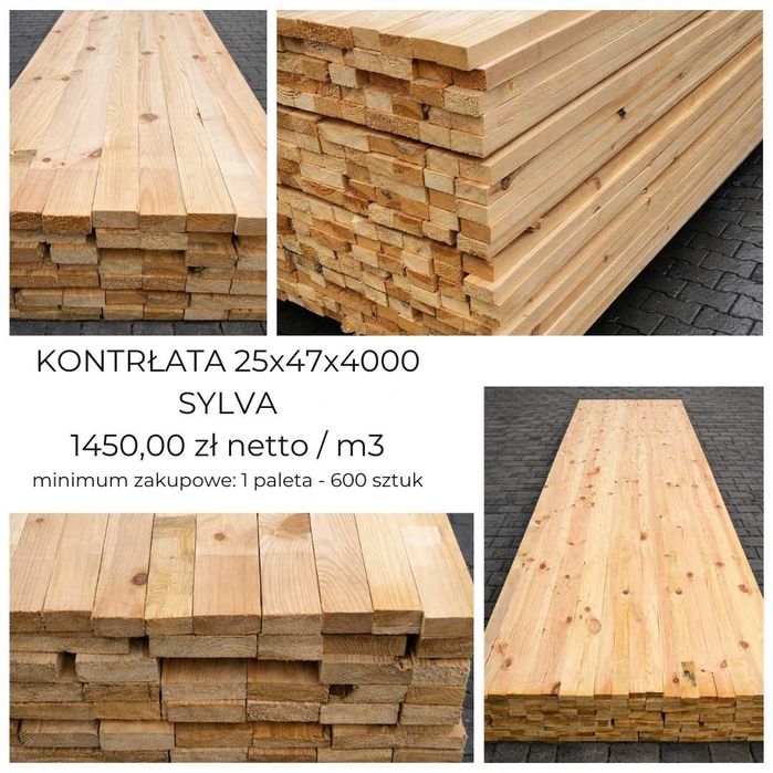 Kontrłata drewniana 25x47x4000 sosna, sucha SYLVA