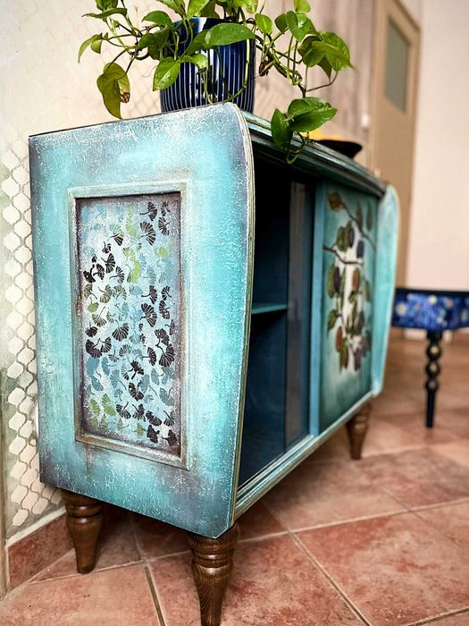 Komoda styl boho/vintage, farby kredowe ręczne malowana przez artystkę