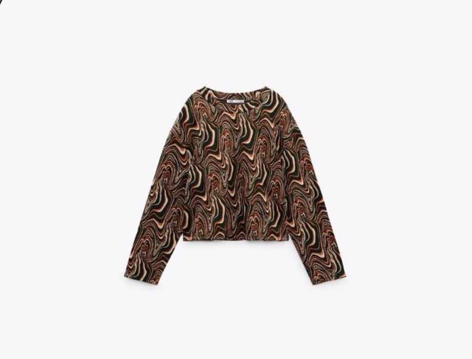 Жакардовий світшот Zara кофта укорочена multicolor