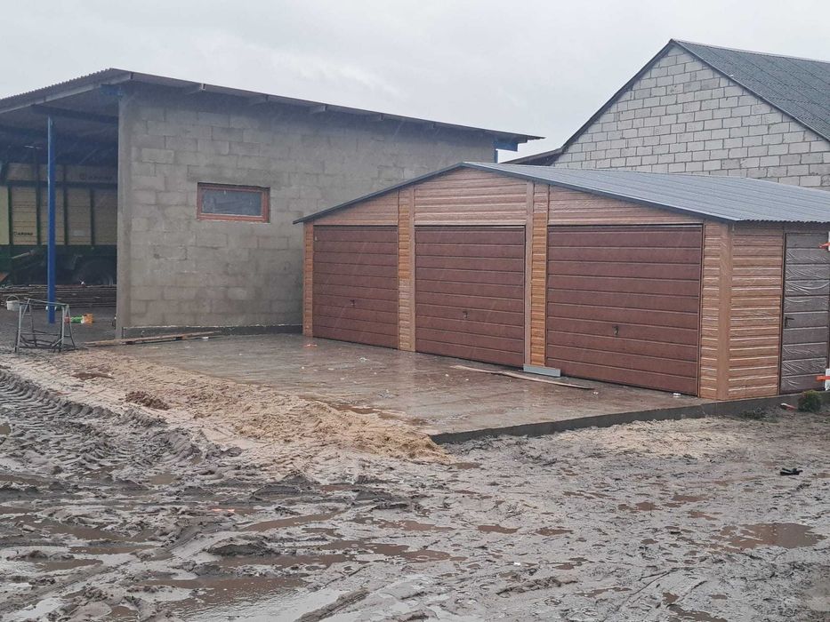 Garaż Blaszany GRAFITOWY + Bramy Uchylne - Garaże Blaszane - Maj-Blach