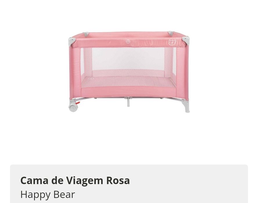 Cama de Viagem Happy Bear Rosa