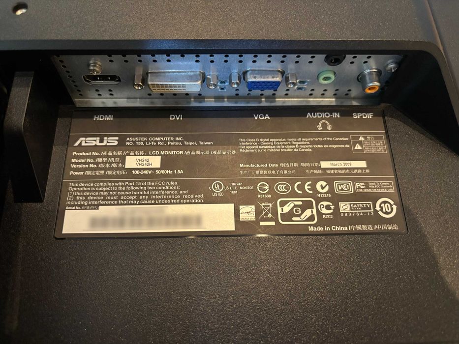 Monitor Asus VH242 – Para Peças ou Reparação