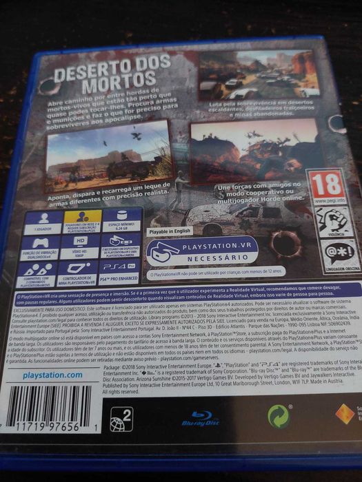 Jogo VR Arizona sunshine PS4, em perfeitas condiçoes