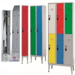 Vestiário Duplo Metálico | 1900x600x500mm Cacifos 2 Portas Cinza Novo