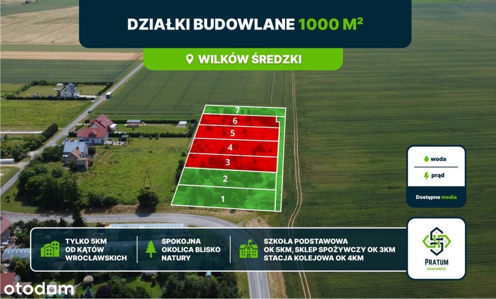 Działki budowlane 900m2 Sobkowice