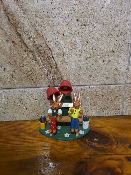 Vintage Zajce wielkanocne drewno scenka kolekcio ner  Erzgebirge