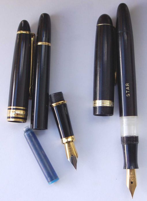 Canetas de aparo tinta permanente uma com aparo em ouro, novas, antiga