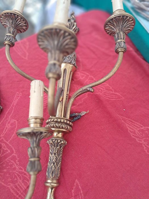 Dois apliques tipo castical em bronze