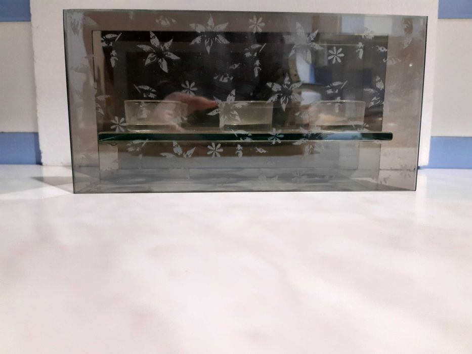 Świecznik lustro na 3 świeczki ozdoba zimowa