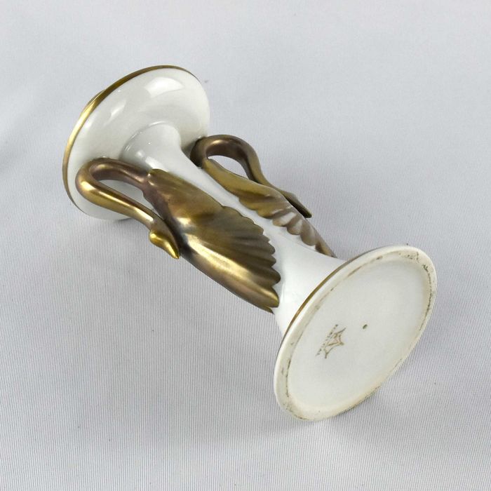 Castiçal em porcelana Artibus com dourados