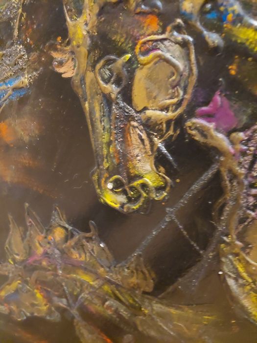 Grande quadro assinado acrílico platex ridha sadani pintura