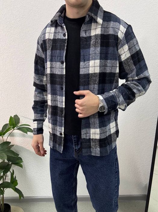 ТОП! Чоловіча тепла  фланелева сорочка в клітинку